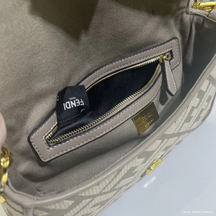 Affordable HOT Motif Medium Grey Bag Canvas In Fendi Baguette FF 0802